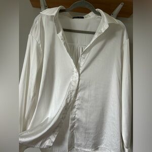 Satin white button down